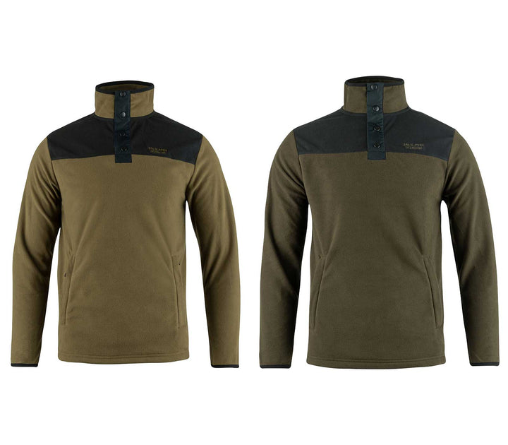 JACK PYKE Snap Neck Long Sleeve Thermal Fleece Top - Men's Adult - Green/Dark mustard - Medium-3XL