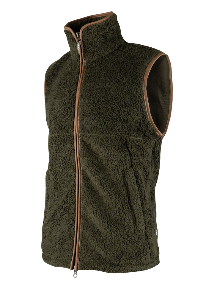 JACK PYKE Men's Dark Olive Countryman Chunky Fleece Waist-Length Gilet S-3XL