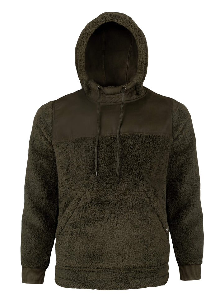 Jack Pyke Men’s Sherpa Fleece Hoodie Gen 2, Long Sleeve Hunting & Hiking Fleece Jacket Mens with Zipped Kangaroo Pockets, Elbow & Shoulder Patches, Drawstring Hood