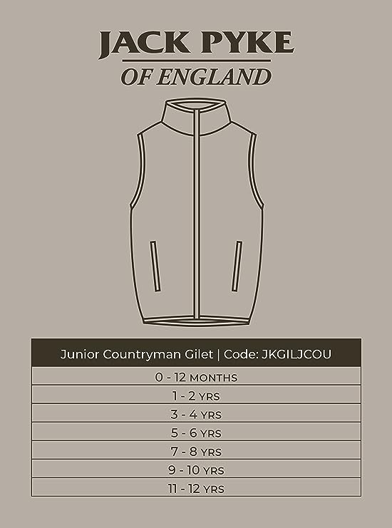 Jack Pyke Junior Kids Countryman Thermal Fleece Gilet – Warm 300g Sleeveless Outdoor Bodywarmer with Zipped Pockets and Faux Leather Trim – Country Style Vest for Boys & Girls