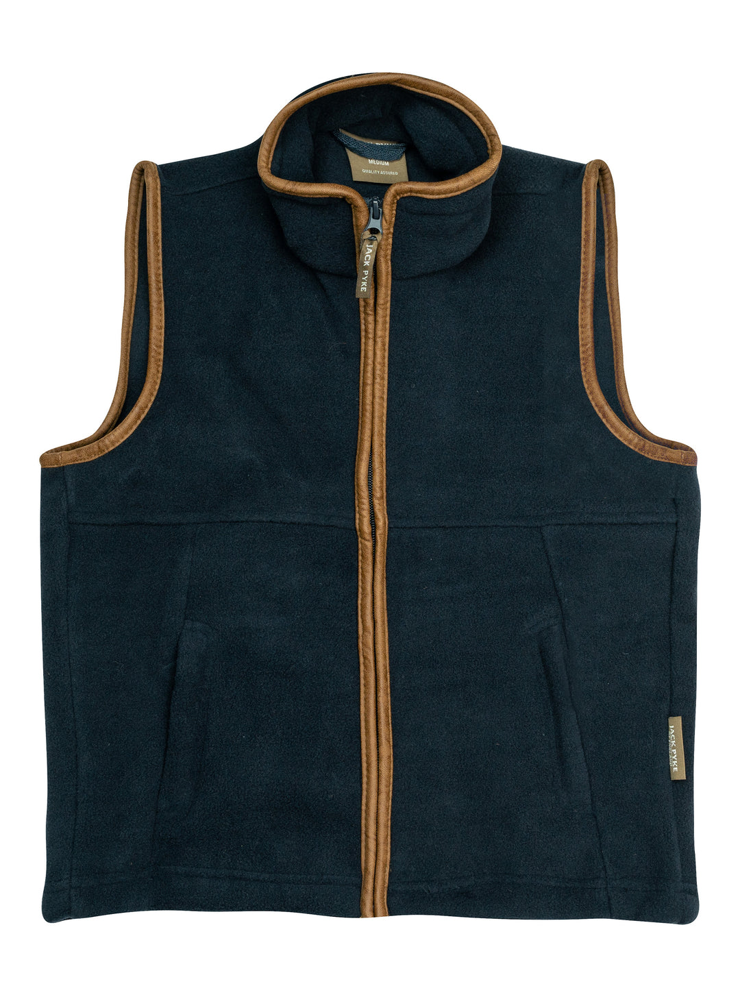 Jack Pyke Junior Kids Countryman Thermal Fleece Gilet – Warm 300g Sleeveless Outdoor Bodywarmer with Zipped Pockets and Faux Leather Trim – Country Style Vest for Boys & Girls