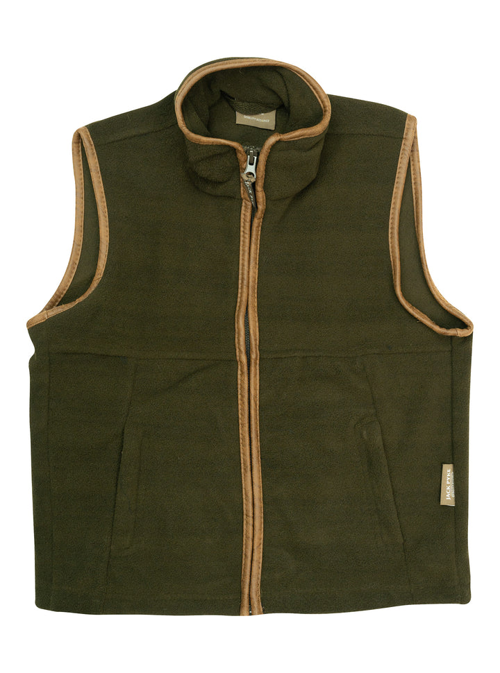 Jack Pyke Junior Kids Countryman Thermal Fleece Gilet – Warm 300g Sleeveless Outdoor Bodywarmer with Zipped Pockets and Faux Leather Trim – Country Style Vest for Boys & Girls