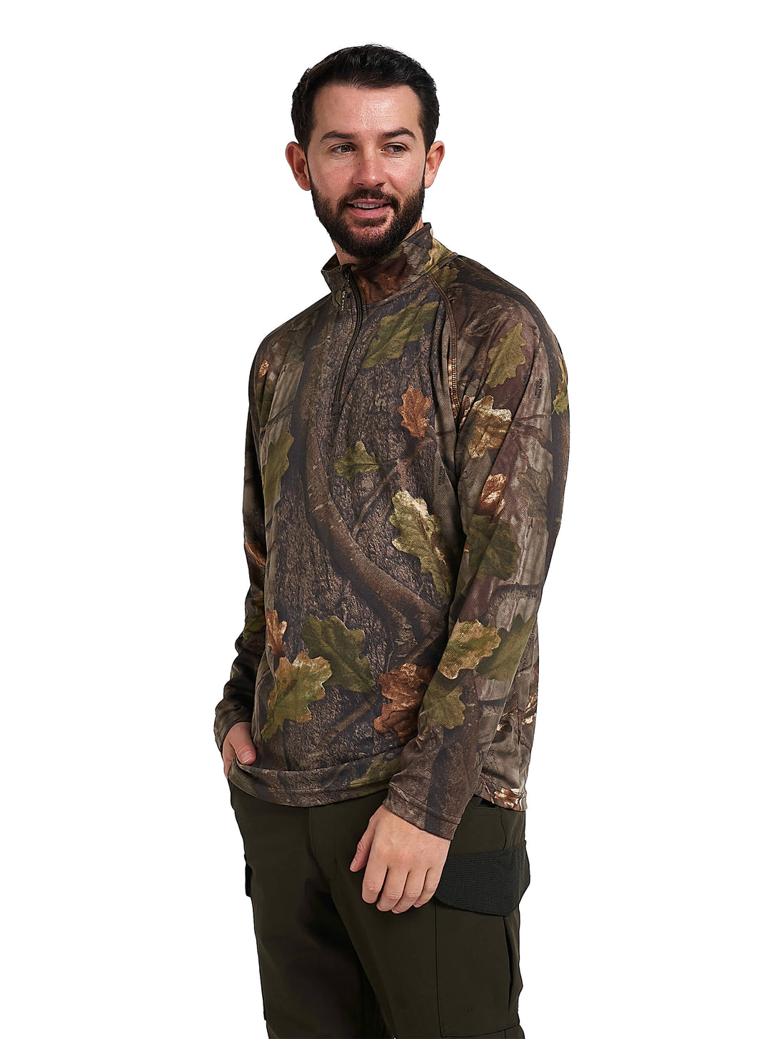 Jack Pyke Quick Wick Armour Long Sleeve Top - Quick-Dry, Lightweight, Breathable Wicking Mesh Fabric T-Shirt for Hiking, Training & Outdoor Activities - English Oak Evolution