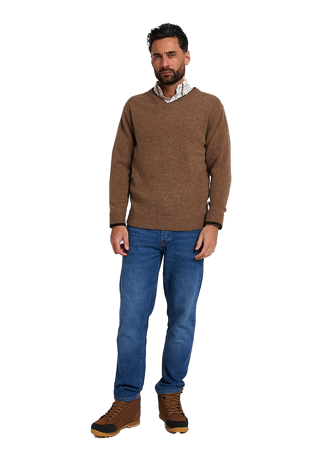 JACK PYKE Ashcombe 100% Lambswool Long Sleeve V-Neck Jumper Pullover