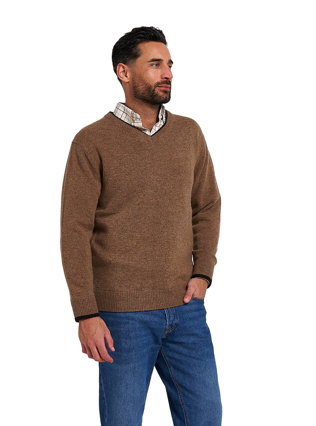 JACK PYKE Ashcombe 100% Lambswool Long Sleeve V-Neck Jumper Pullover