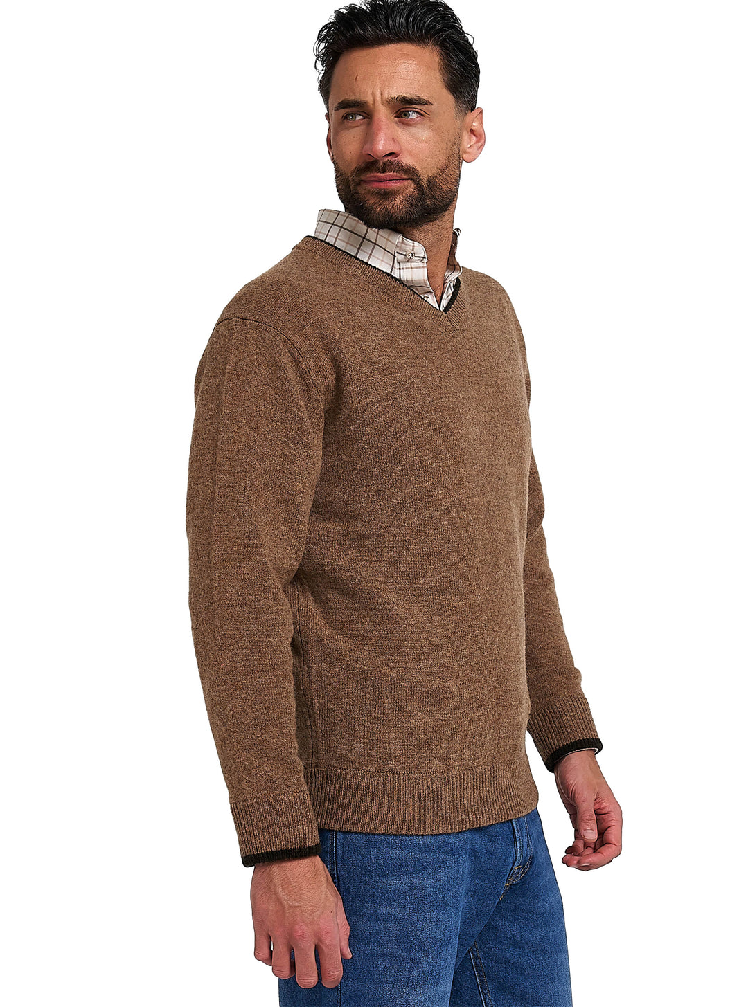 JACK PYKE Ashcombe 100% Lambswool Long Sleeve V-Neck Jumper Pullover