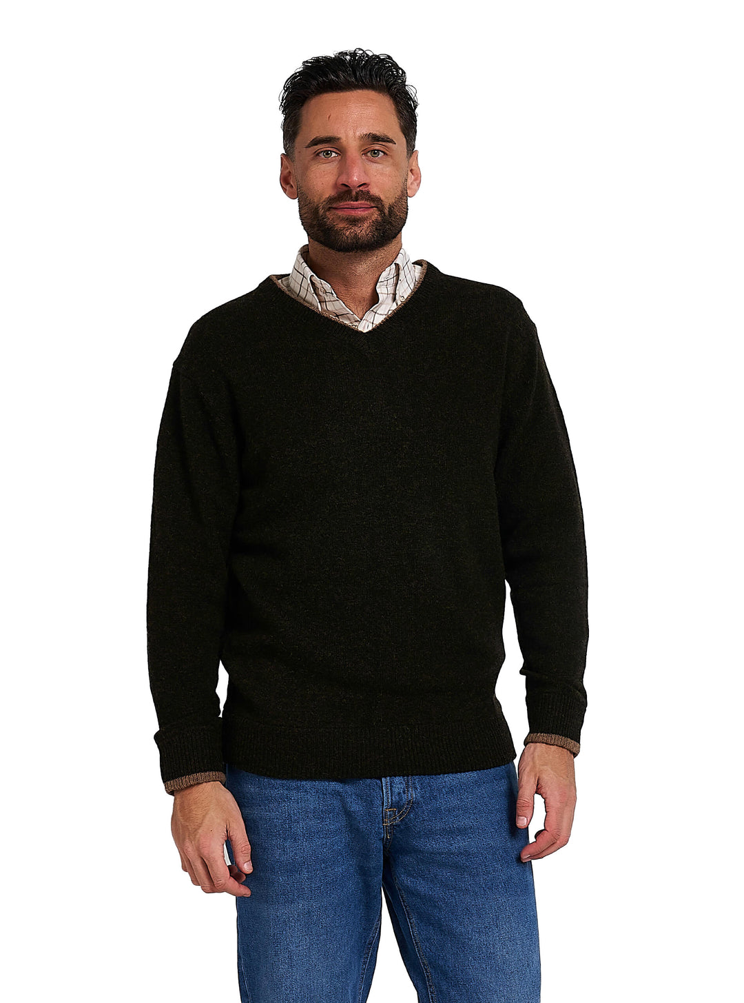 JACK PYKE Ashcombe 100% Lambswool Long Sleeve V-Neck Jumper Pullover