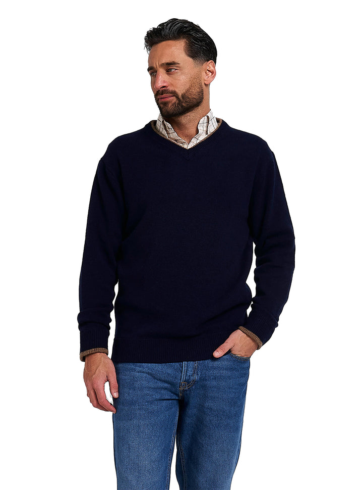 JACK PYKE Ashcombe 100% Lambswool Long Sleeve V-Neck Jumper Pullover
