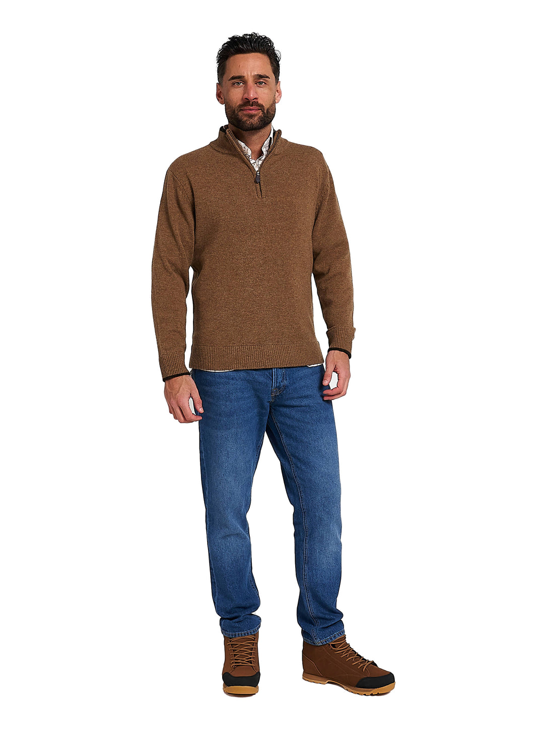 JACK PYKE Ashcombe 100% Lambswool Long Sleeve Zip Knit Jumper Pullover