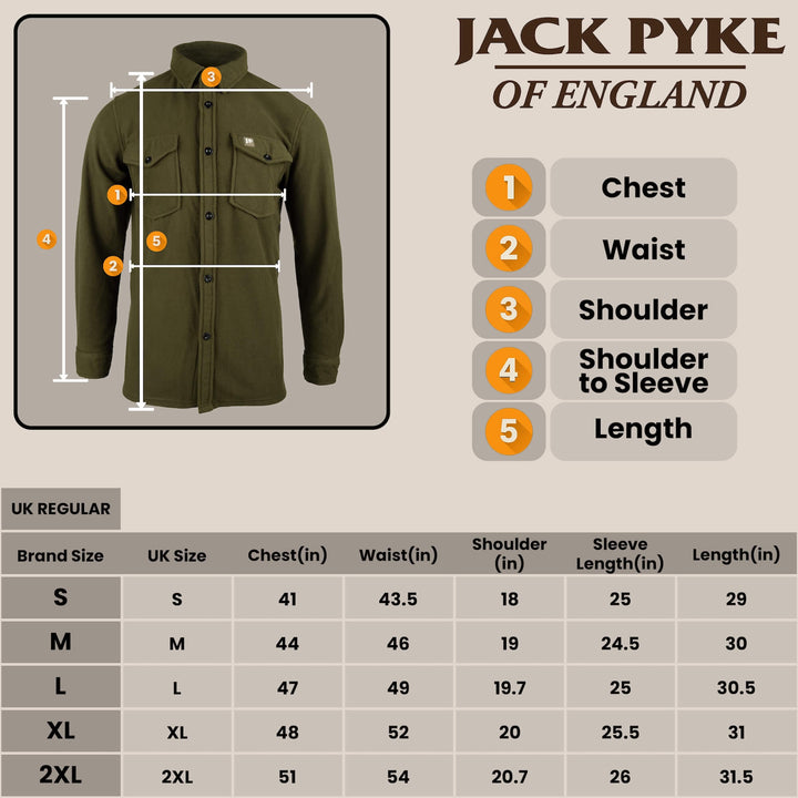 Jack Pyke Mens Polar Fleece Shirt – Soft Long Sleeve Button-Up Outdoor Shirt with Chest Pockets, Relaxed Fit Fleece Shirt for Autumn and Winter Work or Casual Wear