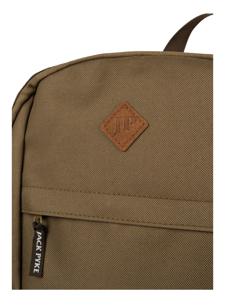 Jack Pyke Falcon Rucksack for Men Women - Durable Tactical Outdoor Hiking Backpack - Lightweight Laptop Waterproof Back Pack with Mesh Side Pockets, Padded Straps, Front & Back Pockets – Olive Brown