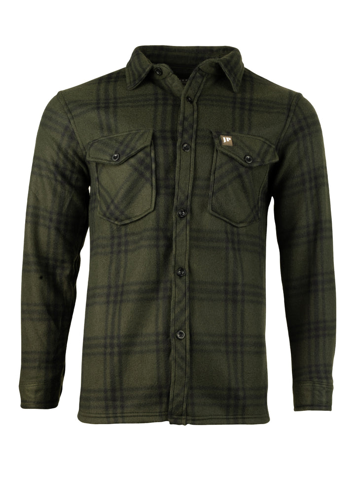 JACK PYKE Polar Fleece Long Sleeve Shirt Green Check