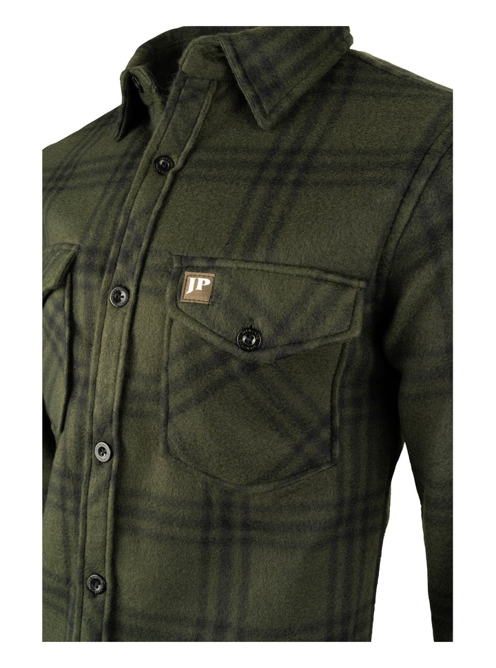 JACK PYKE Polar Fleece Long Sleeve Shirt Green Check