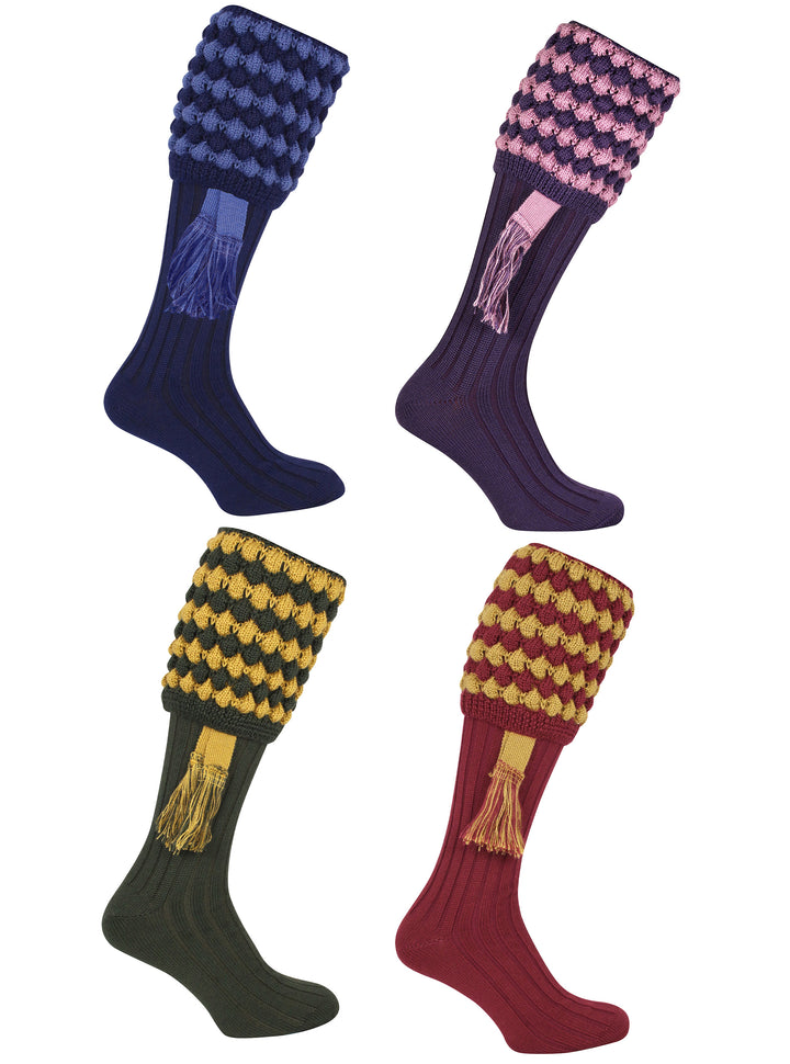 Jack Pyke Harlequin Mens Shooting Socks with Garters – Durable Knee-High Hunting Socks for Country Sports & Outdoor Wear – 30% Wool / 70% Acrylic – Argyle Pattern – UK Size 8–11