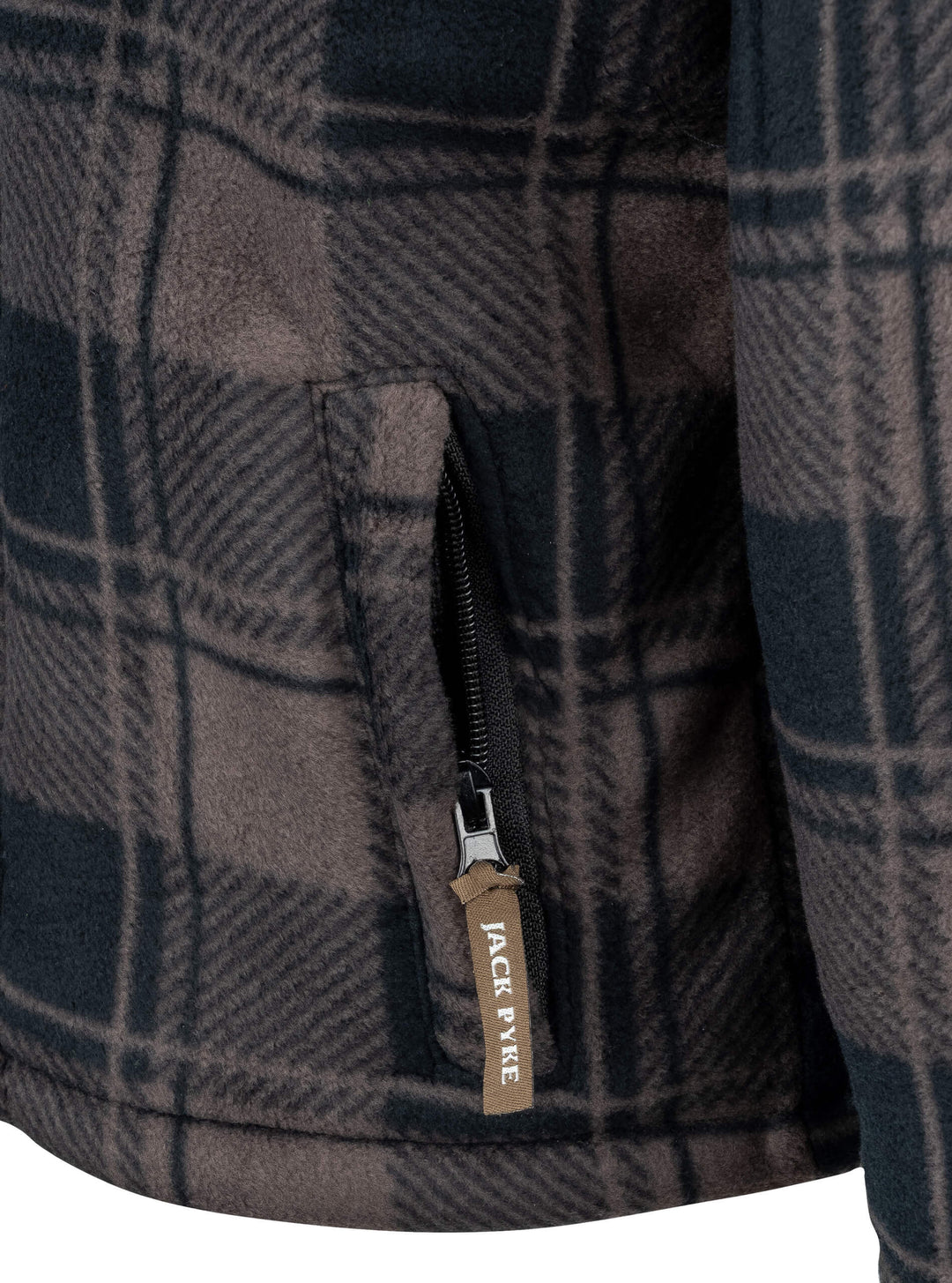 JACK PYKE Junior Tundra Check Shirt – Kids Fleece Lined Outdoor Flannel Overshirt with Zipped and Buttoned Pockets – Boys and Girls Winter Countryside Shooting Shirt, Brown