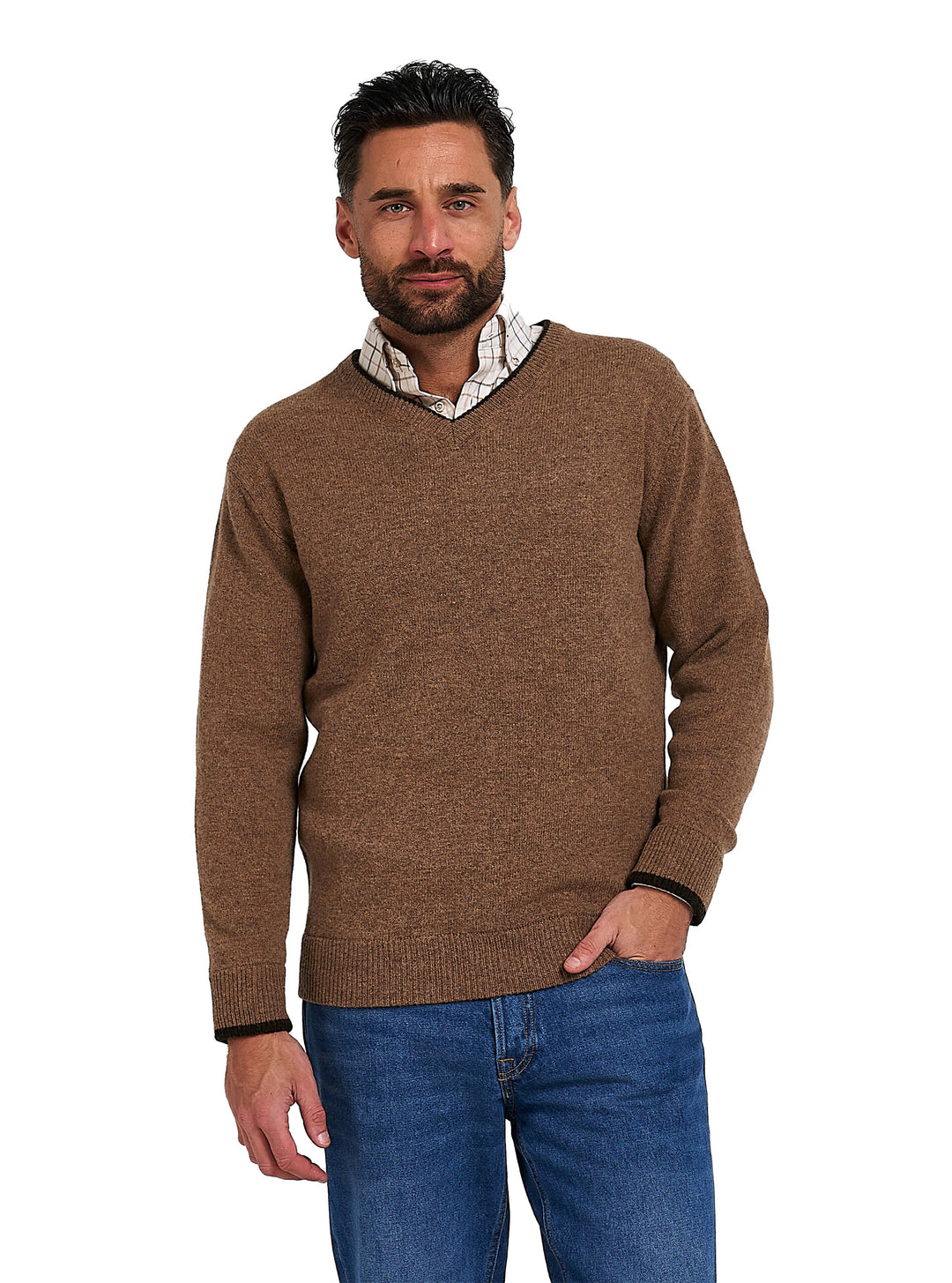 JACK PYKE Ashcombe 100% Lambswool Long Sleeve V-Neck Jumper Pullover