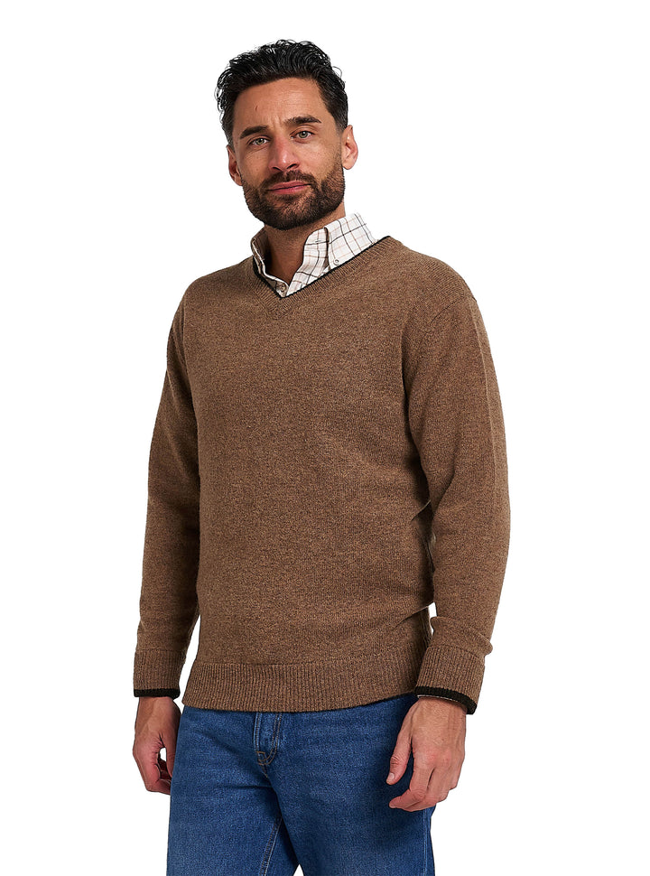 JACK PYKE Ashcombe 100% Lambswool Long Sleeve V-Neck Jumper Pullover