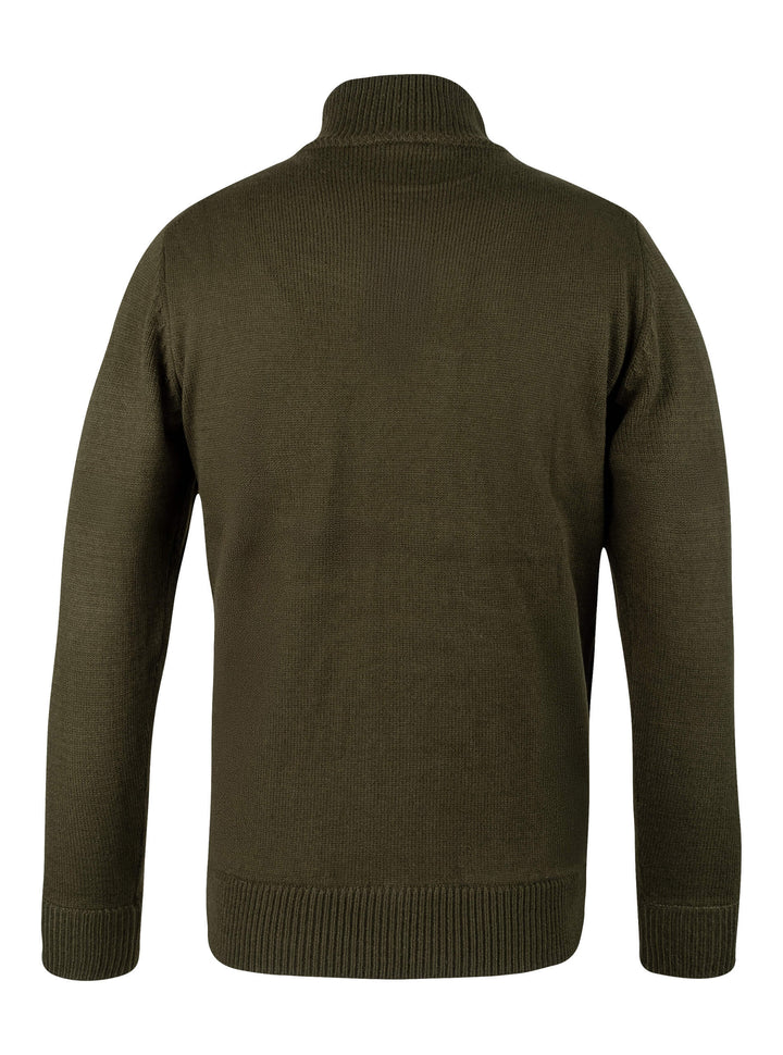 JACK PYKE Pheasant Men’s Jumpers – Quarter Zip Knitted Pullover, Long Sleeve Warm Sweatshirt with Ribbed Neck, Cuffs and Hem, Ideal for Outdoor Walks, Shooting and Casual Wear, Olive Green