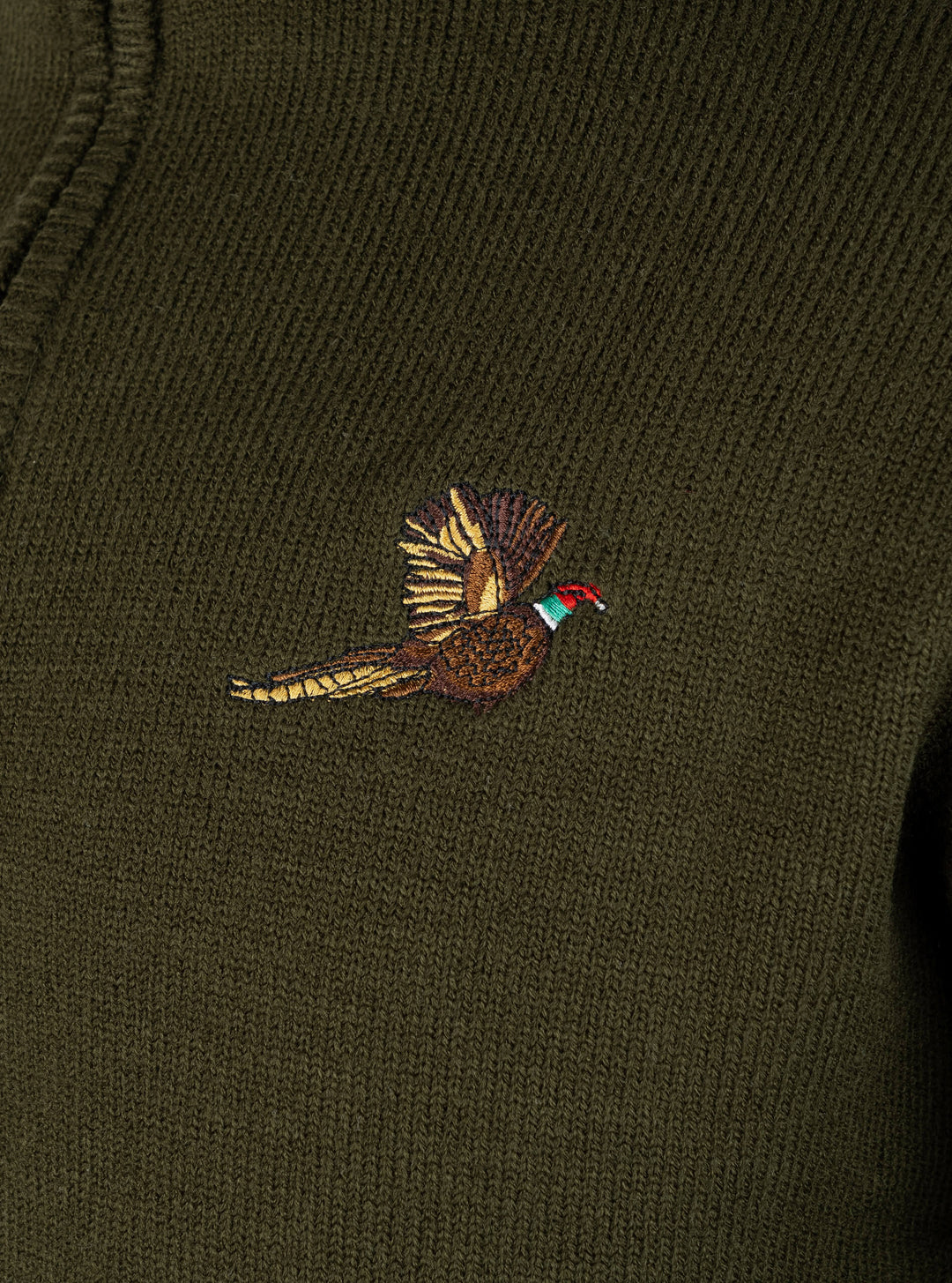 JACK PYKE Pheasant Men’s Jumpers – Quarter Zip Knitted Pullover, Long Sleeve Warm Sweatshirt with Ribbed Neck, Cuffs and Hem, Ideal for Outdoor Walks, Shooting and Casual Wear, Olive Green