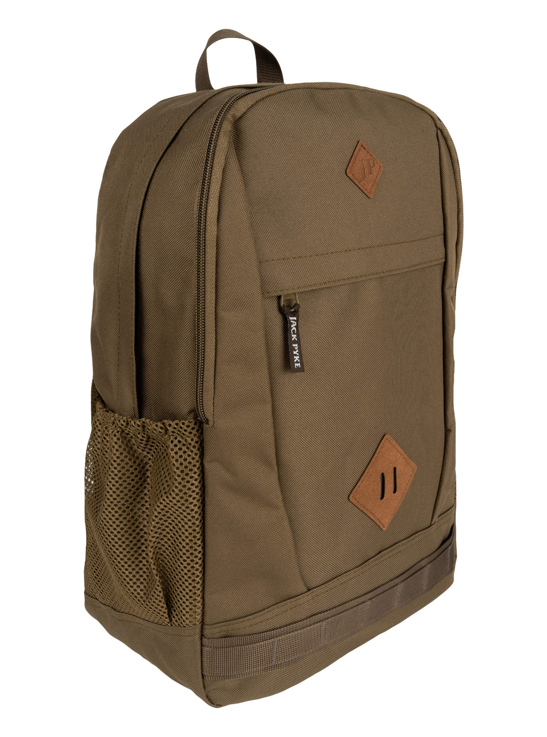 Jack Pyke Falcon Rucksack for Men Women - Durable Tactical Outdoor Hiking Backpack - Lightweight Laptop Waterproof Back Pack with Mesh Side Pockets, Padded Straps, Front & Back Pockets – Olive Brown