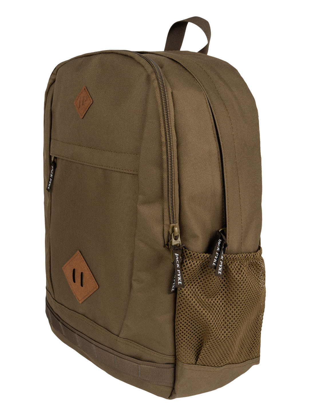 Jack Pyke Falcon Rucksack for Men Women - Durable Tactical Outdoor Hiking Backpack - Lightweight Laptop Waterproof Back Pack with Mesh Side Pockets, Padded Straps, Front & Back Pockets – Olive Brown