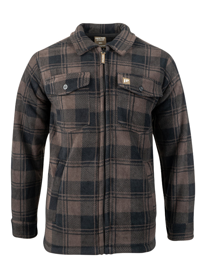 Jack Pyke Men’s Tundra Shirt – Checked Flannel Long Sleeve Zip Shirt with Fleece Lining, Turn-Down Collar, Multi Pockets, Button Cuffs for Shooting or casual Wear