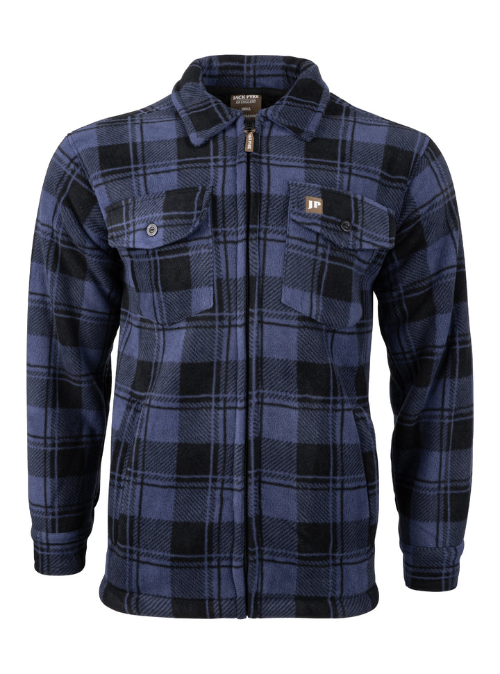 Jack Pyke Men’s Tundra Shirt – Checked Flannel Long Sleeve Zip Shirt with Fleece Lining, Turn-Down Collar, Multi Pockets, Button Cuffs for Shooting or casual Wear